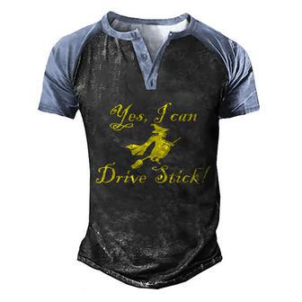 Cute Halloween Funny Halloween Day Yes I Can Drive Stick Funny Witch Men's Henley Shirt Raglan Sleeve 3D Print T-shirt - Thegiftio UK