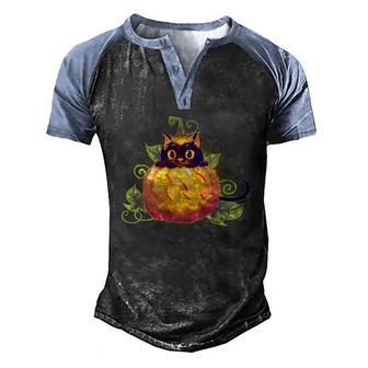 Cute Halloween Jackolantern Pumpkinblack Cat Graphic Design Printed Casual Daily Basic Men's Henley Shirt Raglan Sleeve 3D Print T-shirt - Thegiftio UK