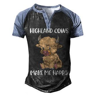 Cute Highland Cow Spirit Animal Cow Gift Messy Hair Graphic Design Printed Casual Daily Basic Men's Henley Shirt Raglan Sleeve 3D Print T-shirt - Thegiftio UK