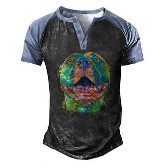 Cute Pitbull Face Artistic Painting Men's Henley Shirt Raglan Sleeve 3D Print T-shirt - Thegiftio UK