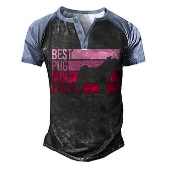 Cute Pug Art For Mom Women Breed Pet Dog Puppy Pug Lovers Men's Henley Shirt Raglan Sleeve 3D Print T-shirt - Thegiftio UK