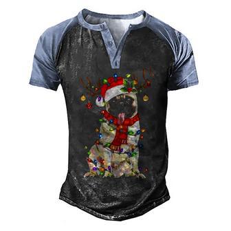 Cute Pug Christmas Gift T Men's Henley Shirt Raglan Sleeve 3D Print T-shirt - Thegiftio UK