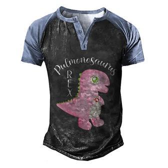 Cute Respiratory Therapy Lung Doctor Pulmonary Pink Dinosaur Gift Graphic Design Printed Casual Daily Basic Men's Henley Shirt Raglan Sleeve 3D Print T-shirt - Thegiftio UK