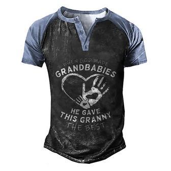 Cute When God Made Grandbabies Gave Best To Granny Funny Gift Graphic Design Printed Casual Daily Basic Men's Henley Shirt Raglan Sleeve 3D Print T-shirt - Thegiftio UK