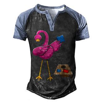 Dabbing Flamingo Girls Cornhole Boys Corn Hole Flamingoes Men's Henley Shirt Raglan Sleeve 3D Print T-shirt - Thegiftio UK