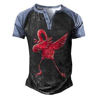 Dabbing Flamingo Men's Henley Shirt Raglan Sleeve 3D Print T-shirt - Thegiftio UK