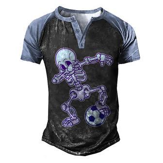 Dabbing Soccer Skeleton Graphic Design Printed Casual Daily Basic Men's Henley Shirt Raglan Sleeve 3D Print T-shirt - Thegiftio UK
