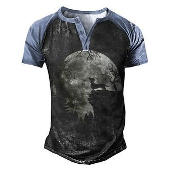 Dachshund And Moon Halloween 2 Men's Henley Shirt Raglan Sleeve 3D Print T-shirt - Thegiftio UK