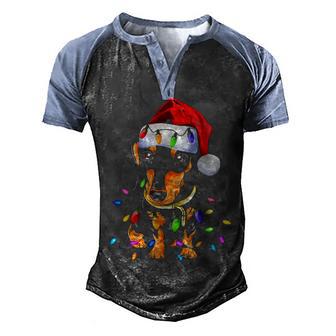 Dachshund Christmas Loves Led Gifts Cute Dog Lovers Men's Henley Shirt Raglan Sleeve 3D Print T-shirt - Thegiftio UK