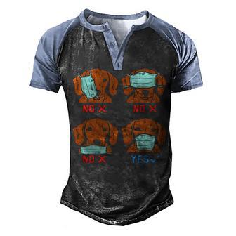 Dachshund Wearing Face Mask Men's Henley Shirt Raglan Sleeve 3D Print T-shirt - Thegiftio UK