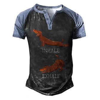 Dachshund Yoga Inhale Exhale Graphic Design Printed Casual Daily Basic Men's Henley Shirt Raglan Sleeve 3D Print T-shirt - Thegiftio UK