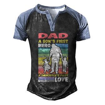 Dad A Daughters First Love Tshirtdad A Daughters First Love A Sons First Hero Men's Henley Shirt Raglan Sleeve 3D Print T-shirt - Thegiftio UK