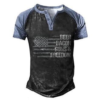 Dad Grandpa Veteran Us Flag Beer Bacon Guns Freedom Graphic Design Printed Casual Daily Basic V2 Men's Henley Shirt Raglan Sleeve 3D Print T-shirt - Thegiftio UK