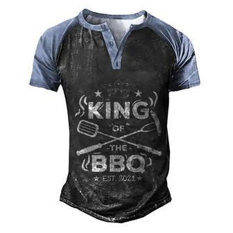 Dad Grilling For Funny Bbq Fathers Day Funny Gift King Of The Bbq Funny Gift Men's Henley Shirt Raglan Sleeve 3D Print T-shirt - Thegiftio UK