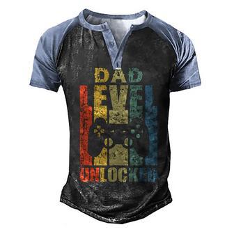 Dad Level Unlocked Soon To Be Father V2 Men's Henley Shirt Raglan Sleeve 3D Print T-shirt - Thegiftio UK