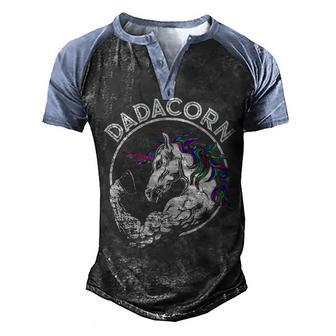 Dadacorn Unicorn Muscle Dad Baby Fathers Day Gift Men's Henley Shirt Raglan Sleeve 3D Print T-shirt - Thegiftio UK