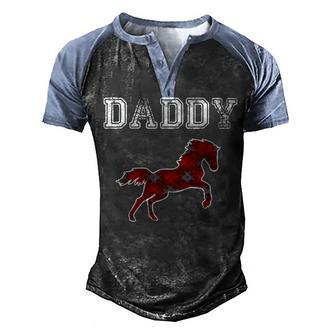 Daddy Horse Red Plaid Christmas Men's Henley Shirt Raglan Sleeve 3D Print T-shirt - Thegiftio UK