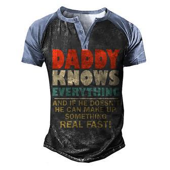 Daddy Knows Everything Vintage Family Gift Men's Henley Shirt Raglan Sleeve 3D Print T-shirt - Thegiftio UK