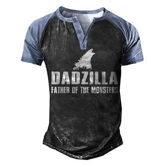 Dadzilla Birthday Men's Henley Shirt Raglan Sleeve 3D Print T-shirt - Thegiftio UK