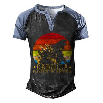 Dadzilla Father Of The Monsters Retro Vintage Graphic Design Printed Casual Daily Basic Men's Henley Shirt Raglan Sleeve 3D Print T-shirt - Thegiftio UK