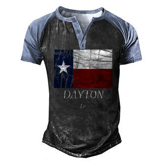 Dayton Tx Texas Flag City State Men's Henley Raglan T-Shirt | Mazezy