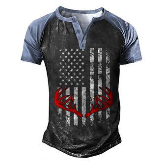 Deer Hunt Hunting Hunter American Flag Men's Henley Shirt Raglan Sleeve 3D Print T-shirt - Thegiftio UK