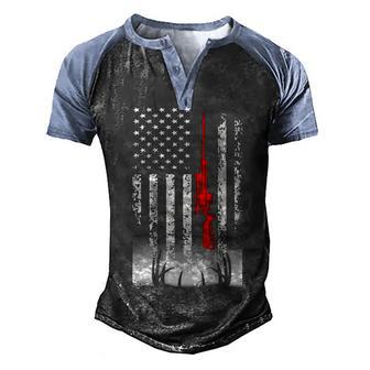 Deer Hunting American Flag Back Graphic Design Printed Casual Daily Basic Men's Henley Shirt Raglan Sleeve 3D Print T-shirt - Thegiftio UK