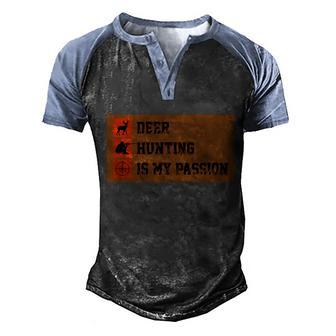 Deer Hunting Is My Passion Halloween Quote Graphic Design Printed Casual Daily Basic Men's Henley Shirt Raglan Sleeve 3D Print T-shirt - Thegiftio UK