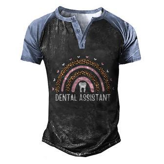 Dental Assistant Leopard Rainbow Dentist Assistant Hygienist Gift Graphic Design Printed Casual Daily Basic Men's Henley Shirt Raglan Sleeve 3D Print T-shirt - Thegiftio UK