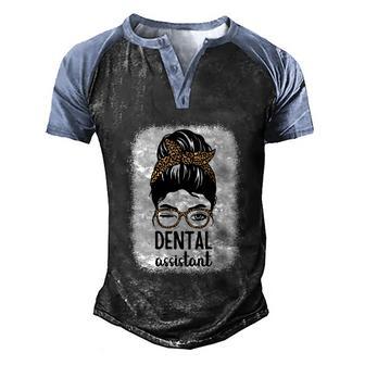Dental Assistant Messy Bun Dentist Assistant Hygienist Gift Graphic Design Printed Casual Daily Basic Men's Henley Shirt Raglan Sleeve 3D Print T-shirt - Thegiftio UK