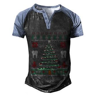 Dental Christmas Tooth Brush Christmas Tree Ugly Sweater Gift Graphic Design Printed Casual Daily Basic Men's Henley Shirt Raglan Sleeve 3D Print T-shirt - Thegiftio UK