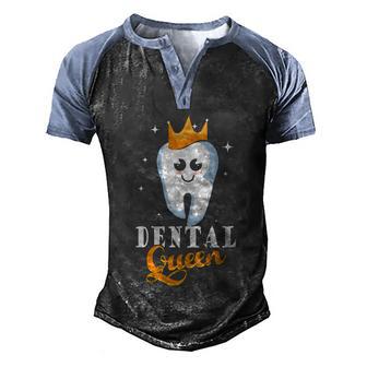 Dental Queen Cute Tiara Dentist Tooth Assistant Hygienist Gift Graphic Design Printed Casual Daily Basic Men's Henley Shirt Raglan Sleeve 3D Print T-shirt - Thegiftio UK