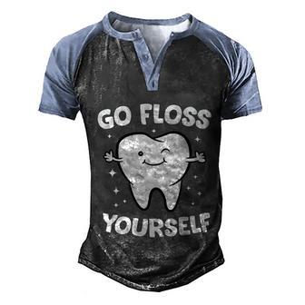 Dentist Hygienist Teeth Assistant Go Floss Yourself Tooth Gift Graphic Design Printed Casual Daily Basic Men's Henley Shirt Raglan Sleeve 3D Print T-shirt - Thegiftio UK