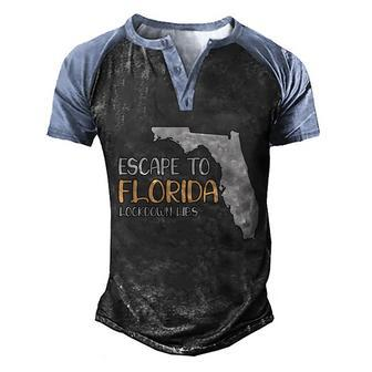 Desantis Escape To Florida Cute Gift Men's Henley Shirt Raglan Sleeve 3D Print T-shirt - Monsterry