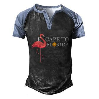 Desantis Escape To Florida Flamingo Orange Cute Gift Men's Henley Shirt Raglan Sleeve 3D Print T-shirt - Monsterry