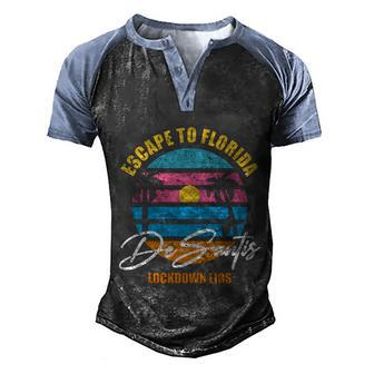 Desantis Escape To Florida Great Gift V3 Men's Henley Shirt Raglan Sleeve 3D Print T-shirt - Monsterry