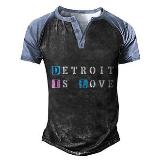 Detroit Is Love Men's Henley Shirt Raglan Sleeve 3D Print T-shirt - Thegiftio UK
