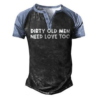 Dirty Old Men Men's Henley Shirt Raglan Sleeve 3D Print T-shirt - Seseable