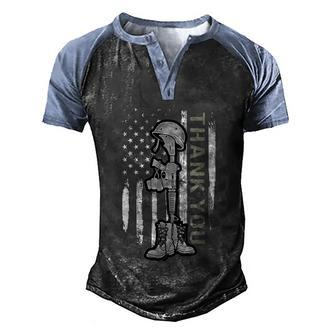 Distressed Memorial Day Gift Us Flag Military Boots Dog Tags Gift Men's Henley Shirt Raglan Sleeve 3D Print T-shirt - Monsterry DE