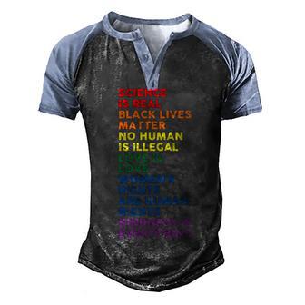 Distressed Science Is Real Lgbt Pride Men's Henley Shirt Raglan Sleeve 3D Print T-shirt - Thegiftio UK