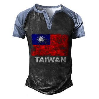 Distressed Taiwan Flag Taiwanese Stand Pride Kuomintang Cool Cool Gift Men's Henley Shirt Raglan Sleeve 3D Print T-shirt - Thegiftio UK