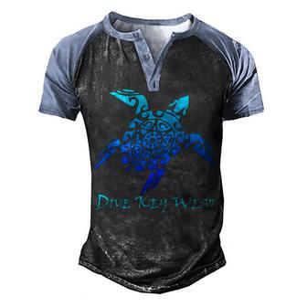 Dive Key West Vintage Tribal Turtle Scuba Vacation Gift Men's Henley Shirt Raglan Sleeve 3D Print T-shirt - Thegiftio UK