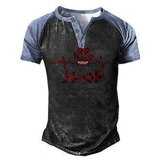 Dog Heart Beat T Limited Men's Henley Shirt Raglan Sleeve 3D Print T-shirt - Thegiftio UK