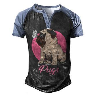 Dogs 365 I Love My Pug Dog Cute Funny Cute Girls Gift Raglan Baseball Men's Henley Shirt Raglan Sleeve 3D Print T-shirt - Thegiftio UK