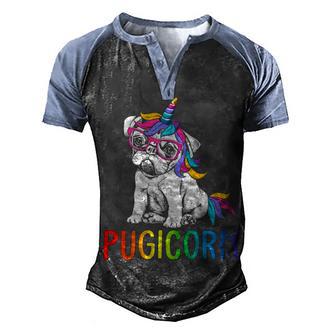 Dogs 365 Pugicorn Funny Pug Lover Unicorn Pug Girl Owner Men's Henley Shirt Raglan Sleeve 3D Print T-shirt - Thegiftio UK
