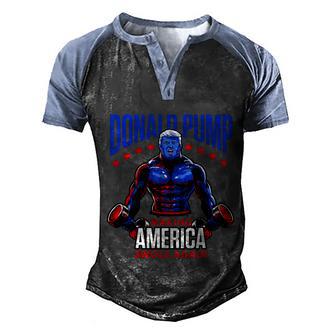 Donald Pump Swole America Trump Gift For Weight Lifting Gym Fitness Graphic Design Printed Casual Daily Basic Men's Henley Shirt Raglan Sleeve 3D Print T-shirt - Thegiftio UK
