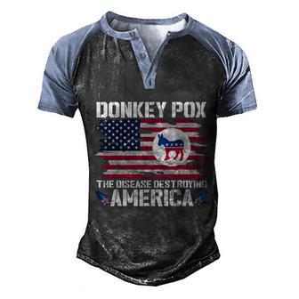 Donkey Pox The Disease Destroying America Funny Anti Biden Graphic Design Printed Casual Daily Basic V2 Men's Henley Shirt Raglan Sleeve 3D Print T-shirt - Thegiftio UK