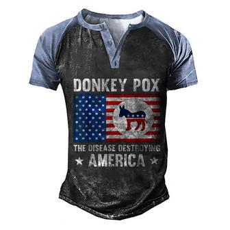 Donkey Pox The Disease Destroying America Funny Anti Biden Graphic Design Printed Casual Daily Basic V3 Men's Henley Shirt Raglan Sleeve 3D Print T-shirt - Thegiftio UK