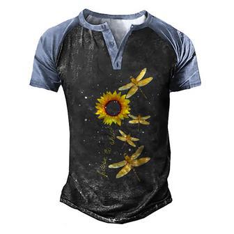 Dragonfly Sunflower Teacher Growth Mindset Choose To Shine Men's Henley Shirt Raglan Sleeve 3D Print T-shirt - Thegiftio UK