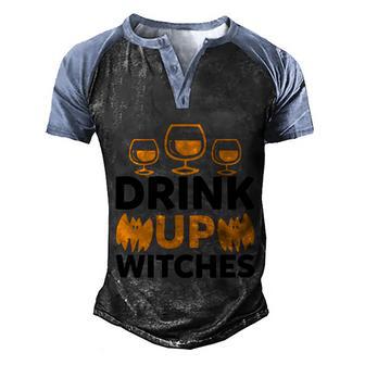 Drink Up Witches Halloween Quote Graphic Design Printed Casual Daily Basic V3 Men's Henley Shirt Raglan Sleeve 3D Print T-shirt - Thegiftio UK